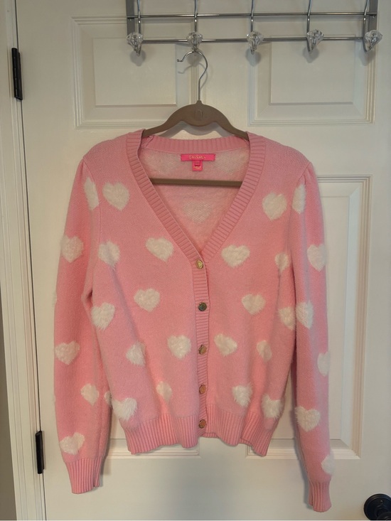 Lilly Pulitzer Sweaters - Lilly Pulitzer Pink Cardigan with Heart Pattern
